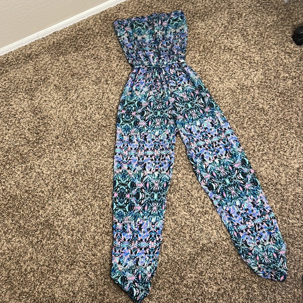 Multicolored Shoulderless Jumpsuit - image 3